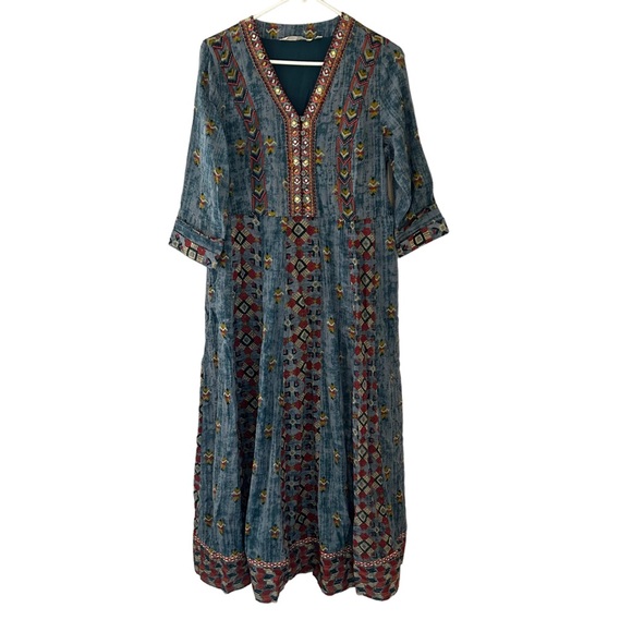 Soft Surroundings San Remo Boho Embroidered Gypsy Peasant Maxi Dress - Picture 2 of 13
